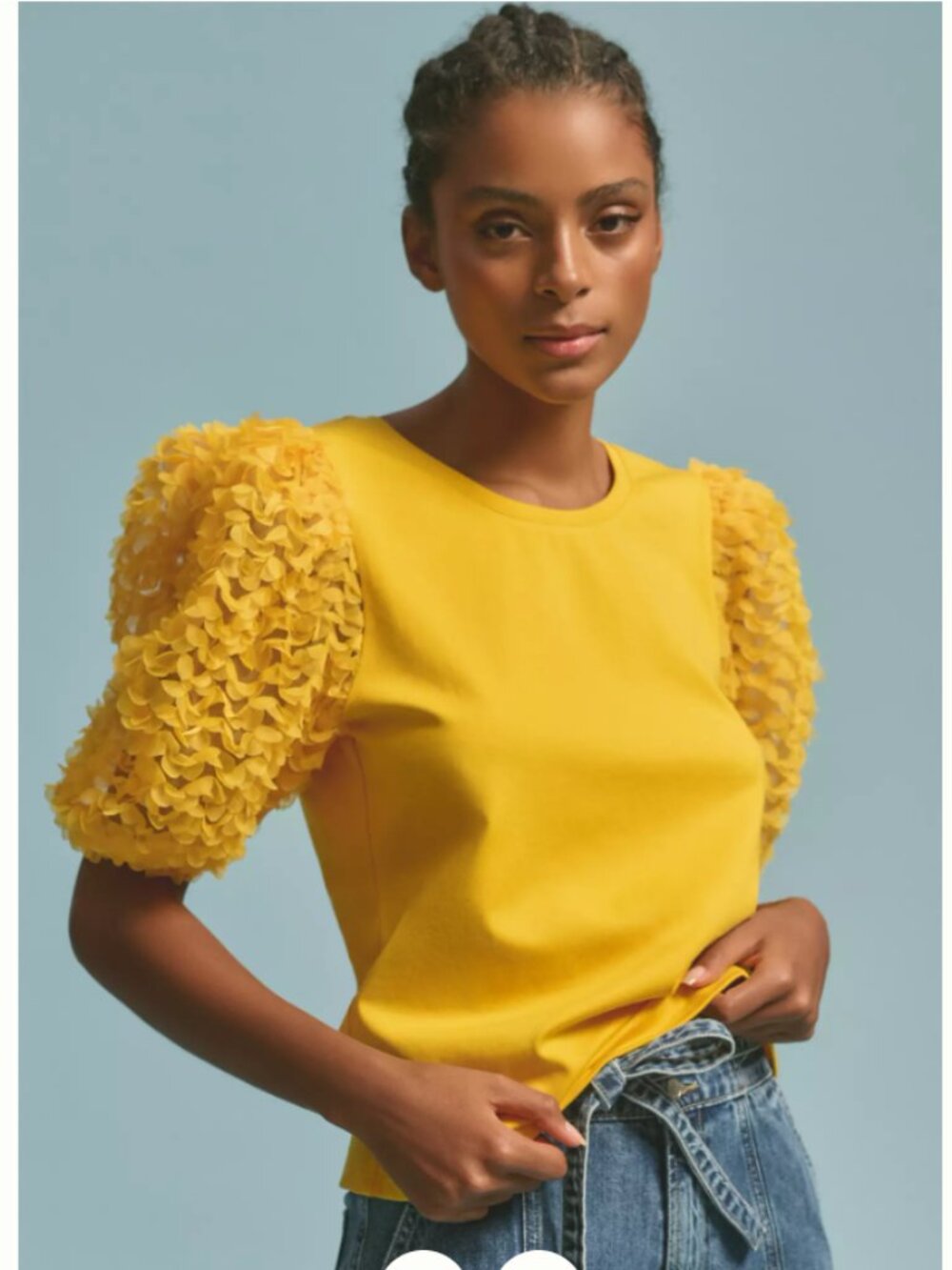 Anthropologie Flat White Ruffle-Sleeve Top size M NWT